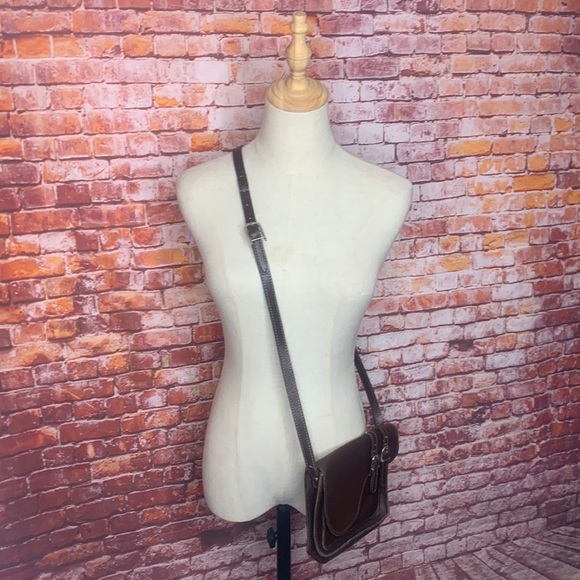 Vintage Letisse Walnut Brown Leather Courier Messenger Crossbody Bag - Picture 2 of 9